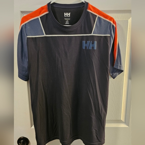 Helly Hansen Men's Navy and Orange Dry Fit Tech T-Shirt size Large - Picture 1 of 5